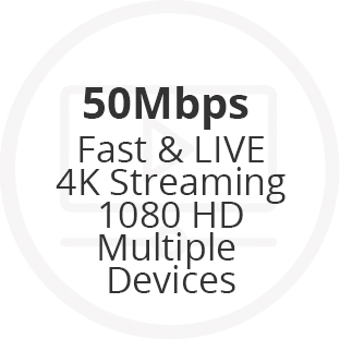 50 Mbps - Fast & Live 4K Streaming 1080 HD Multiple Devices